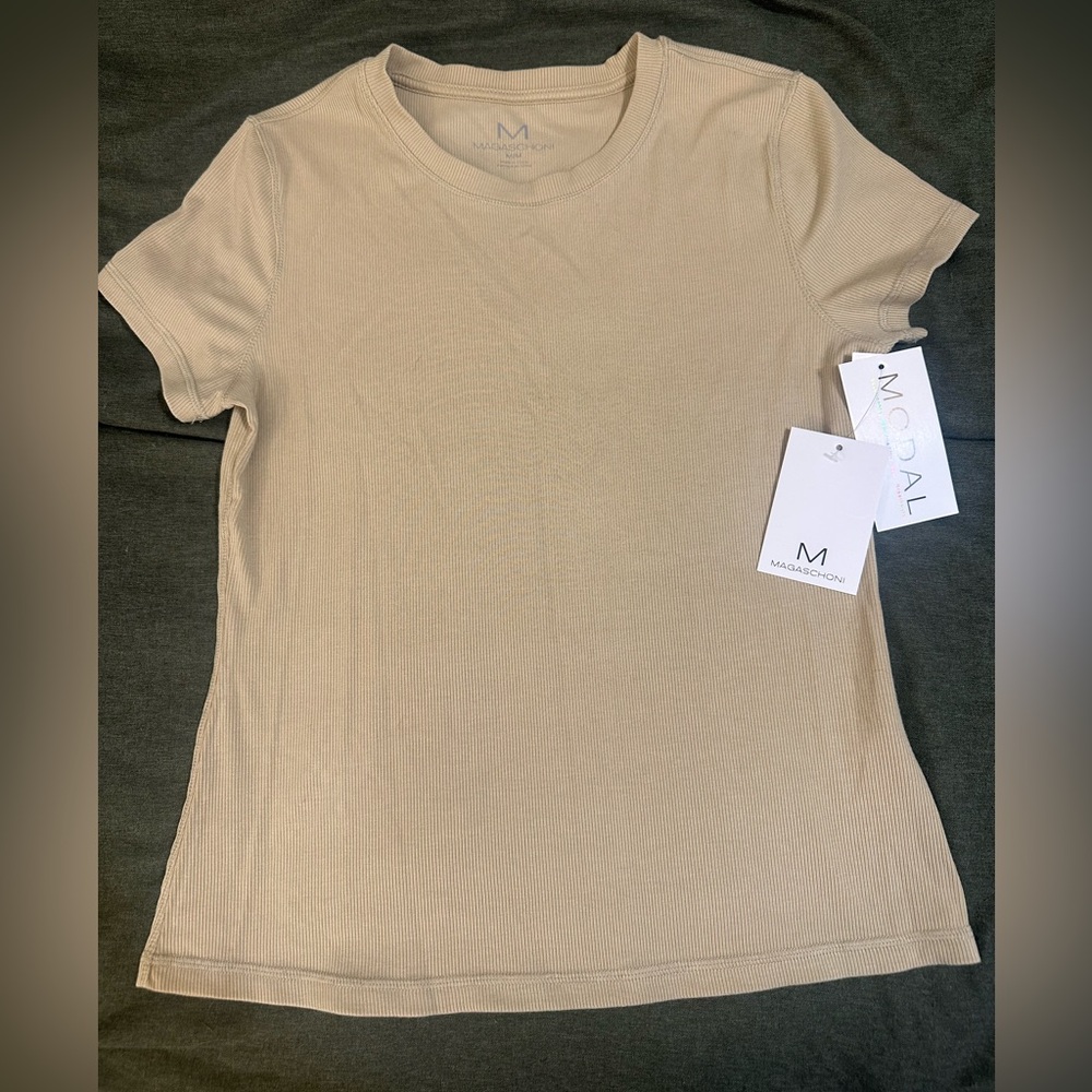Magaschoni Women's Beige Short Sleeve Tee